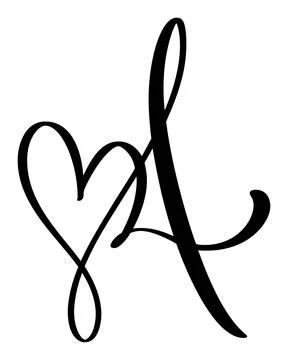 Hand drawn vector calligraphy love letter A. Script capital font logo Illustrazione stock