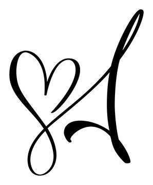 Hand drawn vector calligraphy love letter A. Script capital font logo Illustrazione stock