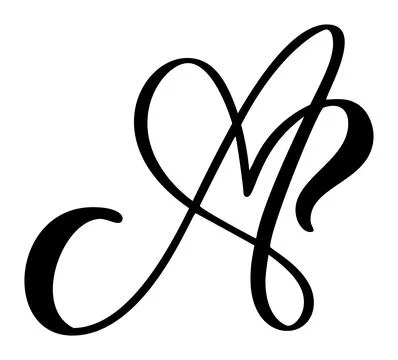 Hand drawn vector calligraphy love letter A. Script capital font logo Illustrazione stock