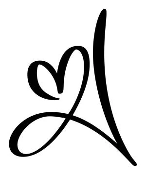Hand drawn vector calligraphy love letter A. Script capital font logo Stock-Illustration