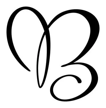 Hand drawn vector calligraphy love letter B. Script capital font logo Ilustración de archivo