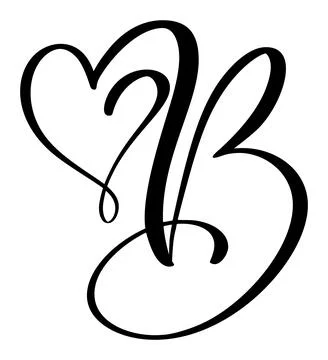 Hand drawn vector calligraphy love letter B. Script capital font logo Stock-Illustration