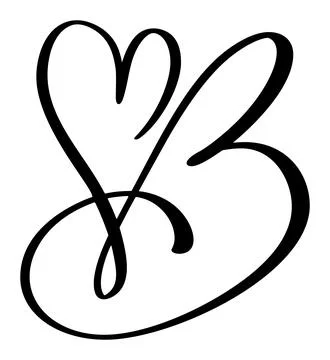 Hand drawn vector calligraphy love letter B. Script capital font logo Illustrazione stock