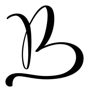 Hand drawn vector calligraphy love letter B. Script capital font logo Stockillustratie