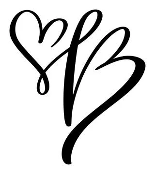 Hand drawn vector calligraphy love letter B. Script capital font logo イラスト素材