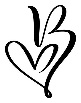 Hand drawn vector calligraphy love letter B. Script capital font logo 스톡 일러스트