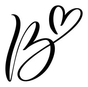 Hand drawn vector calligraphy love letter B. Script capital font logo Illustrazione stock