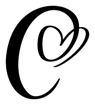 Hand drawn vector calligraphy love letter C. Vintage heart monogram. Script Stock Illustration