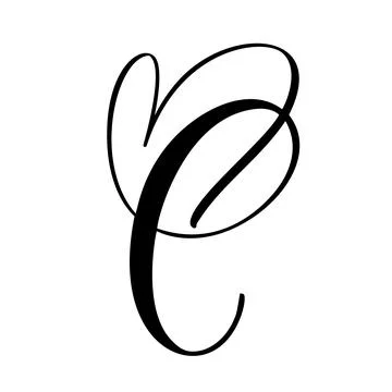 Hand drawn vector calligraphy love letter C. Vintage heart monogram. Script Stock Illustration