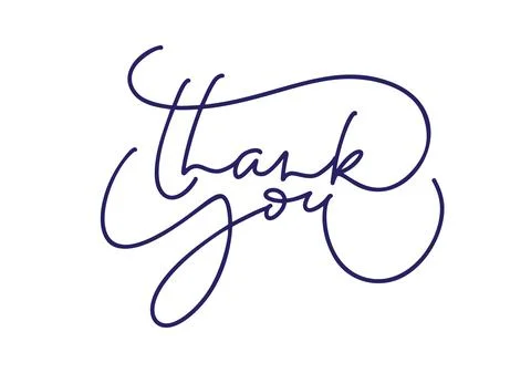 Hand drawn vector calligraphy monoline vintage text Thank you on white Stock Illustration
