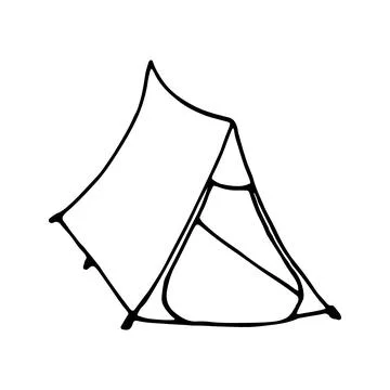 Hand drawn vector camp tent clip art. Isolated on white backgrou Stock Illustration