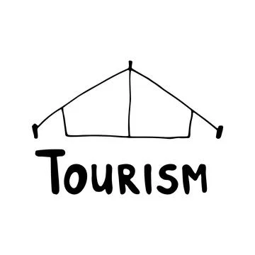 Hand drawn vector camp tent clip art. Isolated on white backgrou Stock Illustration