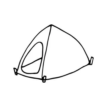 Hand drawn vector camp tent clip art. Isolated on white backgrou Stock Illustration