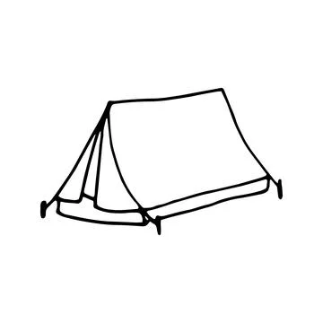 Hand drawn vector camp tent clip art. Isolated on white backgrou Stock Illustration