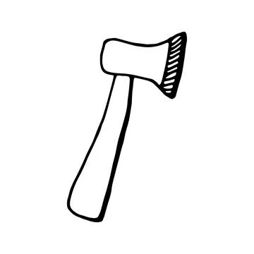 Hand drawn vector campfire axe, travel clipart. Isolated on whit Stock Illustration