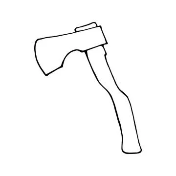 Hand drawn vector campfire axe, travel clipart. Isolated on whit Illustrazione stock