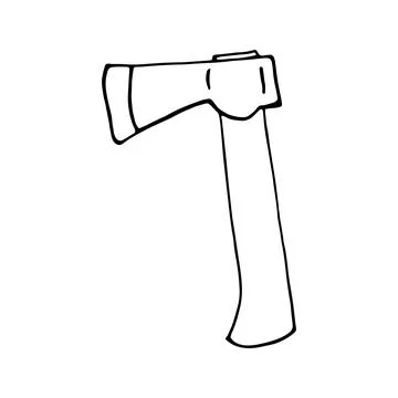 Hand drawn vector campfire axe, travel clipart. Isolated on whit Illustrazione stock