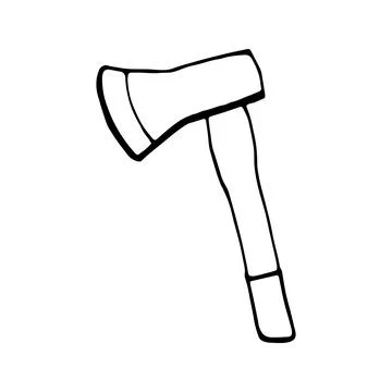 Hand drawn vector campfire axe, travel clipart. Isolated on whit Stock Illustration