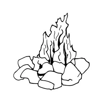 Hand drawn vector campfire clip art. Isolated on white backgroun Stock Illustration