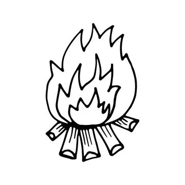 Hand drawn vector campfire clip art. Isolated on white backgroun Stock Illustration