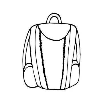 Hand drawn vector camping backpack clip art. Isolated on white b Stock Illustration