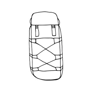 Hand drawn vector camping backpack clip art. Isolated on white b Stock Illustration