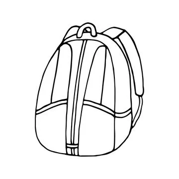 Hand drawn vector camping backpack clip art. Isolated on white b Stock Illustration