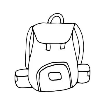 Hand drawn vector camping backpack clip art. Isolated on white b Stock Illustration