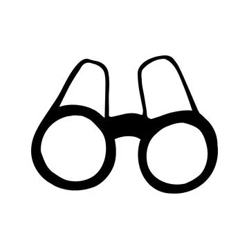 Hand drawn vector camping binoculars doodle clipart. Isolated on Illustrazione stock