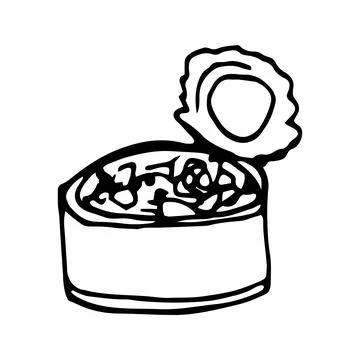 Hand drawn vector camping canned food clipart. Isolated on white Stock Illustration