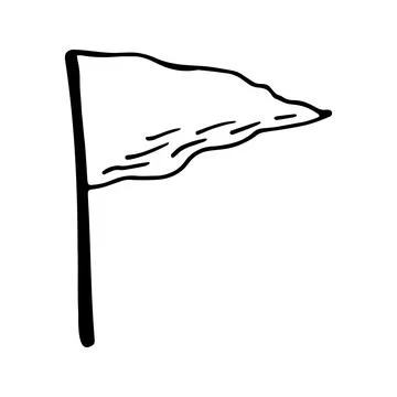 Hand drawn vector camping, climbing flag clipart. Isolated on wh Stock Illustration