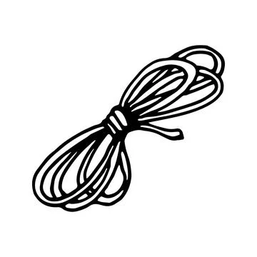 Hand drawn vector camping climbing rope clipart. Isolated on whi Stock Illustration