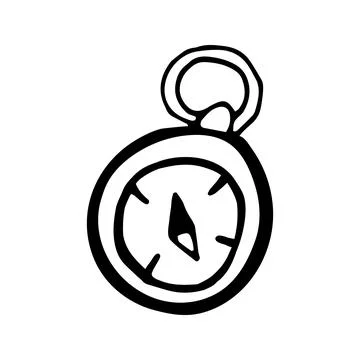 Hand drawn vector camping doodle compass clipart. Isolated on wh Stock Illustration