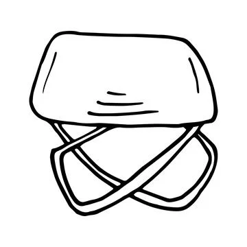 Hand drawn vector camping folding chair clipart. Isolated on whi Stock Illustration