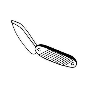 Hand drawn vector camping knife clipart. Isolated on white backg Stock Illustration