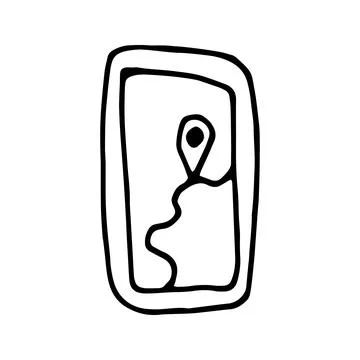 Hand drawn vector camping map clipart. Isolated on white backgro Stock Illustration