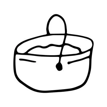 Hand drawn vector camping pot clipart. Isolated on white backgro Stock Illustration