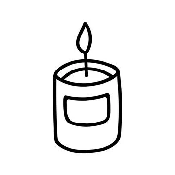 Hand drawn vector candle. Cozy doodle illustration Stock Illustration