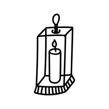 Hand drawn vector candle. Cozy doodle illustration Illustrazione stock