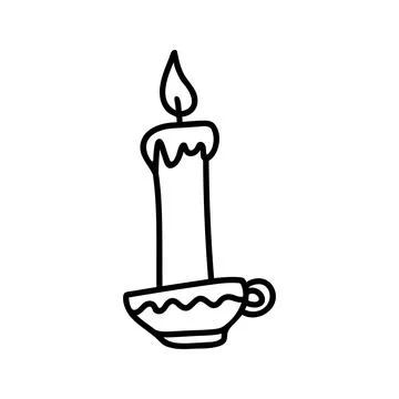 Hand drawn vector candle. Cozy doodle illustration Stock Illustration