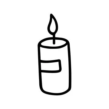 Hand drawn vector candle. Cozy doodle illustration Stock Illustration