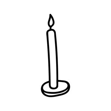 Hand drawn vector candle. Cozy doodle illustration Illustrazione stock