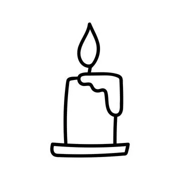 Hand drawn vector candle. Cozy doodle illustration Illustrazione stock