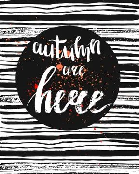 Hand drawn vector card template with handwritten ink quote Stock Illustration