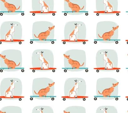 Hand drawn vector cartoon drawing summer time fun seamless pattern illustration Stock Illustration