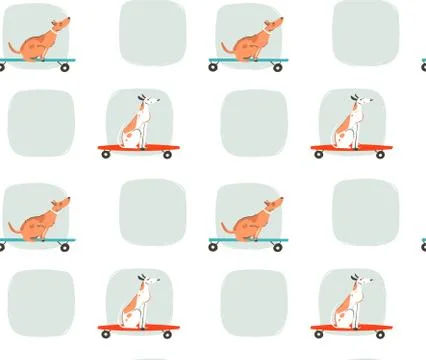 Hand drawn vector cartoon drawing summer time fun seamless pattern illustration Stock Illustration