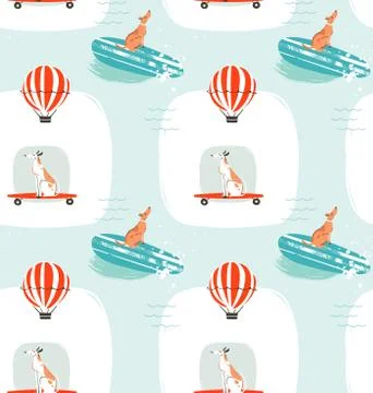 Hand drawn vector cartoon drawing summer time fun seamless pattern illustration Illustrazione stock