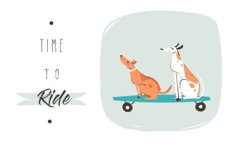 Hand drawn vector cartoon drawing summer time fun illustration poster with Stock Illustration