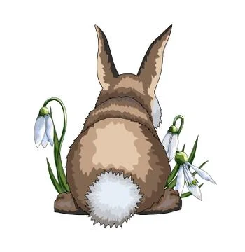 Hand drawn vector cartoon halftone flat creative Easter hare or rabbit Stockillustratie