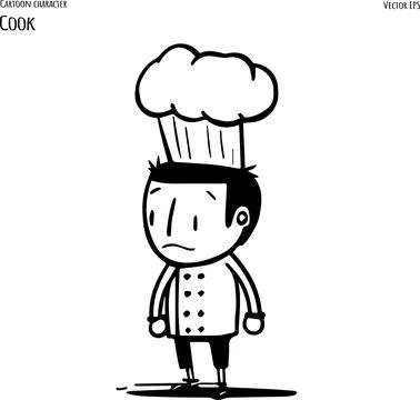 Hand drawn vector cartoon illustration of chef cook. Stock Illustration
